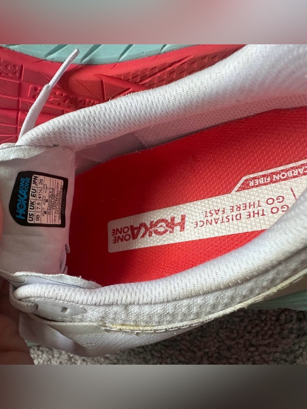 HOKA ONE ONE Carbon X 2 running shoes in the White Blazing Orange colorway - Picture 6 of 6